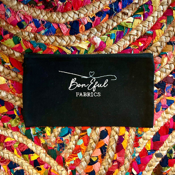 Custom Embroidered Black Zipper Pouch Bag BonEful Logo Signature