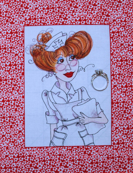 Applique Block Quilt Fabric Loralie Red White School 911 Nurse Lady USA