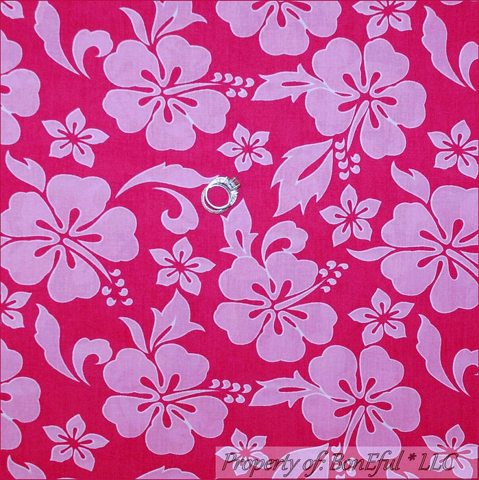 Decor Cotton Fabric BTY PINK Flower Tonal Tropical Island Hibiscus