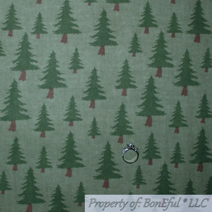Flannel Fabric BTY Green Christmas Tree Fall Holiday Hunt