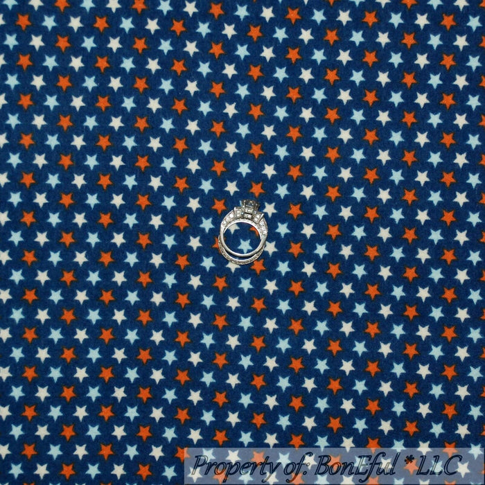 Flannel Fabric BTY Red White Blue Little Star Stripe American