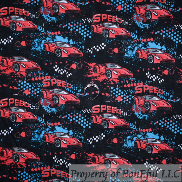 Cotton Fabric BTY Red General Sports Car Toy Classic SALE