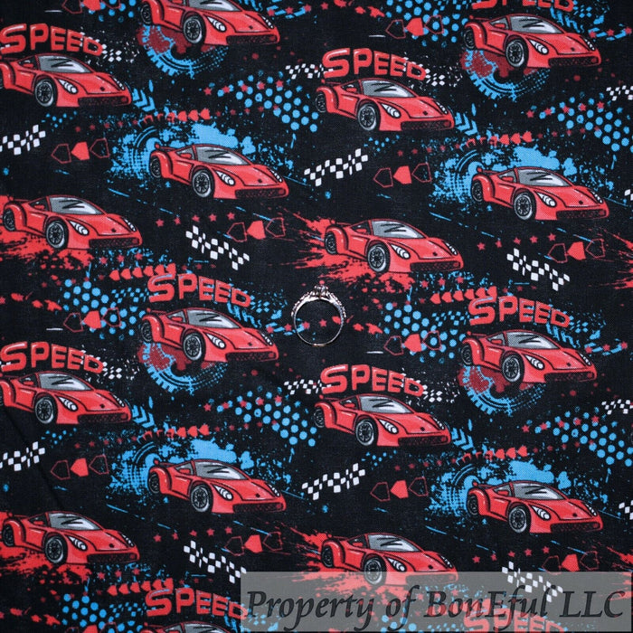 Cotton Fabric BTY Red General Sports Car Toy Classic SALE