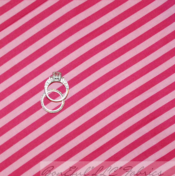 Cotton Fabric BTY Stripe Pink Rose Tone Love Girl Blender