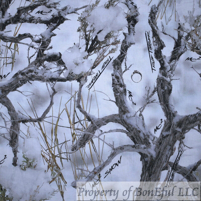 Cotton Fabric BTY Camouflage Camo White Snow Real Tree Hunting