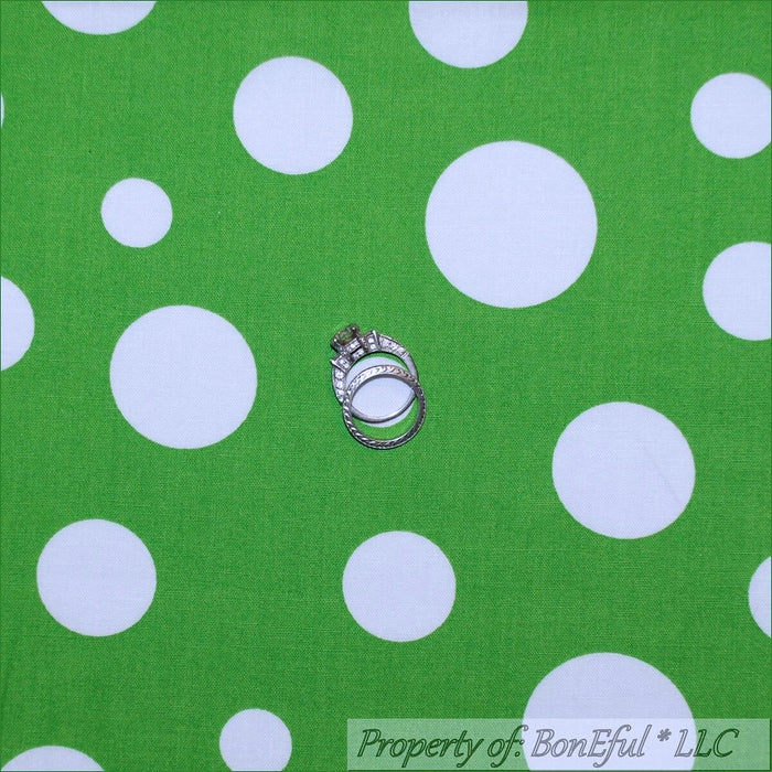 Cotton Fabric HY Green White Large Polka Dot Irish St Patrick Day