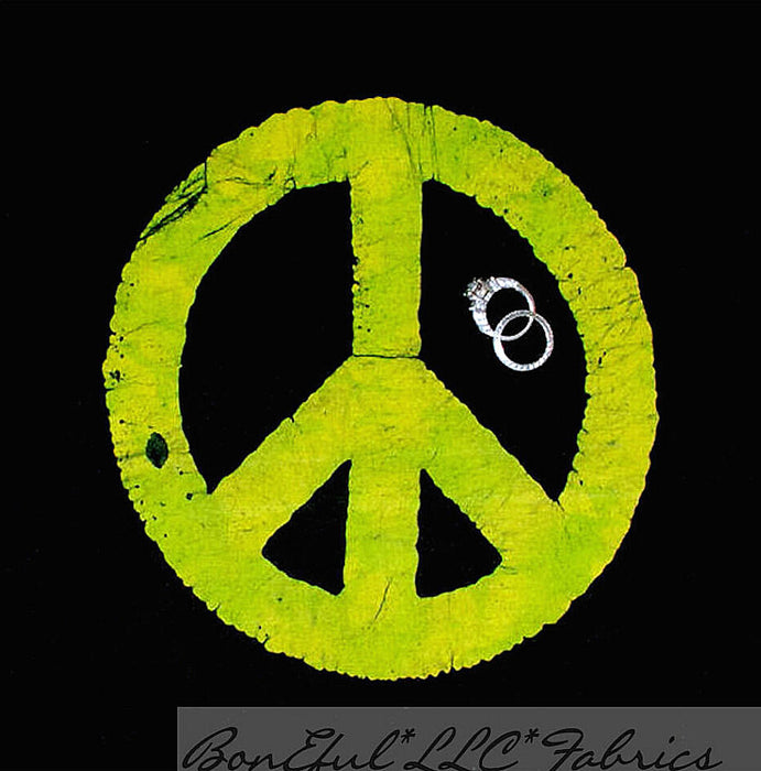 Applique Block Quilt Fabric Batik Circle Peace Sign 7.5" Hippie Gothic
