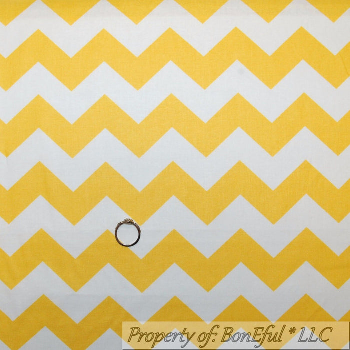 Cotton Fabric BTY Yellow White Large CHEVRON Wide STRIPE Kid Unisex SALE