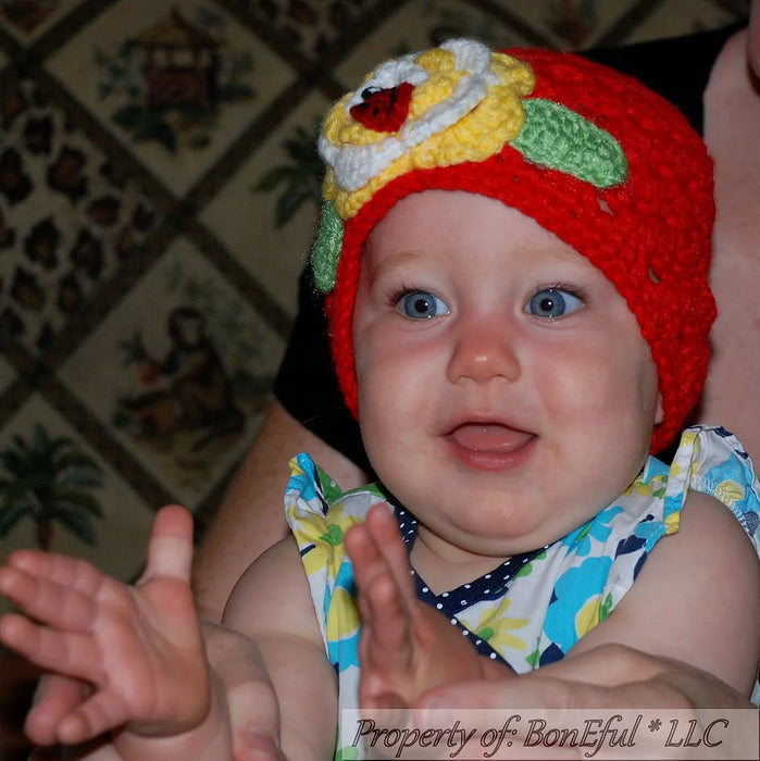 Boutique Toddler Girls Hat 2 3 4 T Years Red Flower