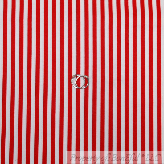 Cotton Fabric HY Stripe Red & White Holiday Candy Kids