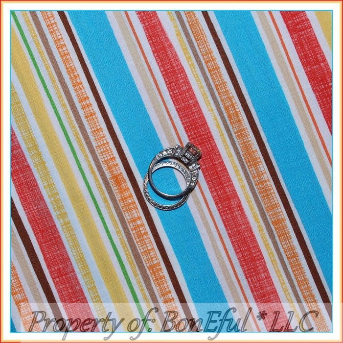 Cotton Fabric BTY Colorful Fall Harvest Blender Texture Calico Stripe
