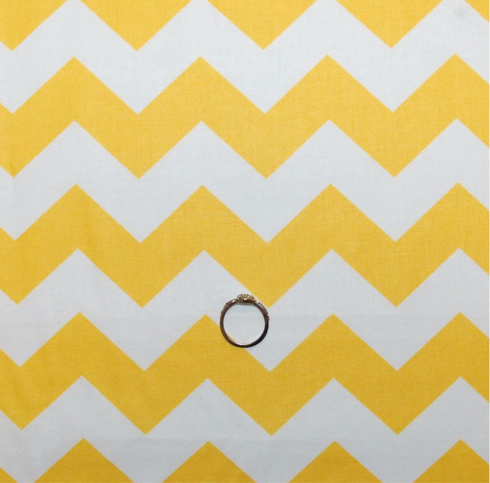 Cotton Fabric BTY Yellow White Large CHEVRON Wide STRIPE Kid Unisex SALE