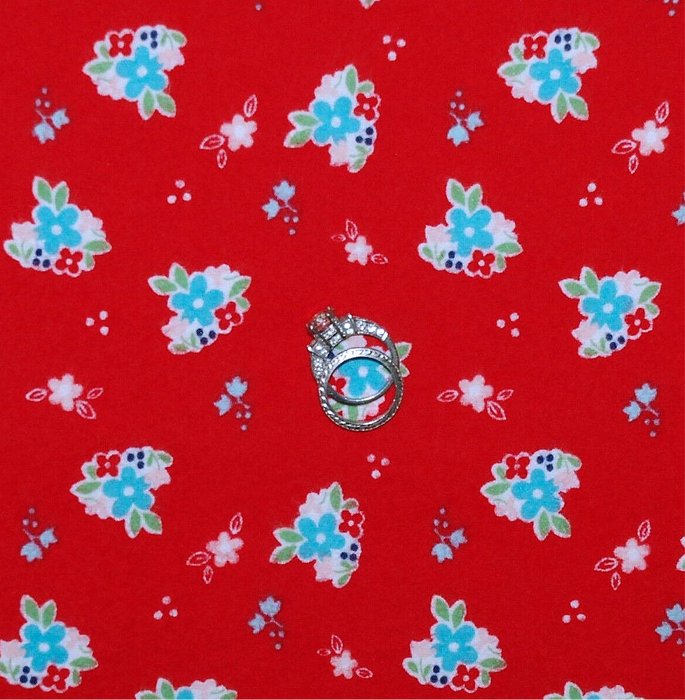 Flannel Fabric BTY Red Patriotic USA Country Calico Flower