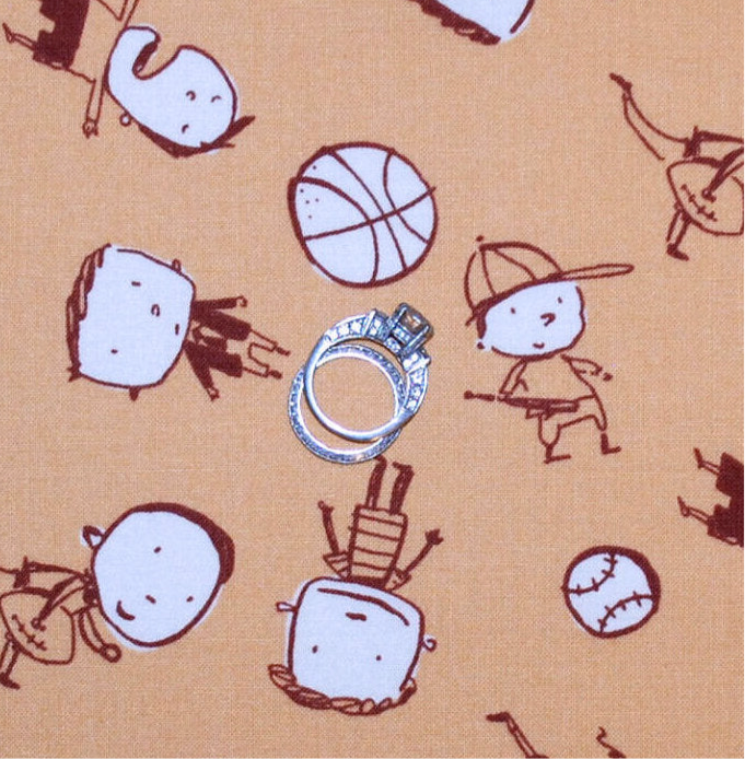 Cotton Fabric BTY Orange Sport Basketball Baseball Football Boy