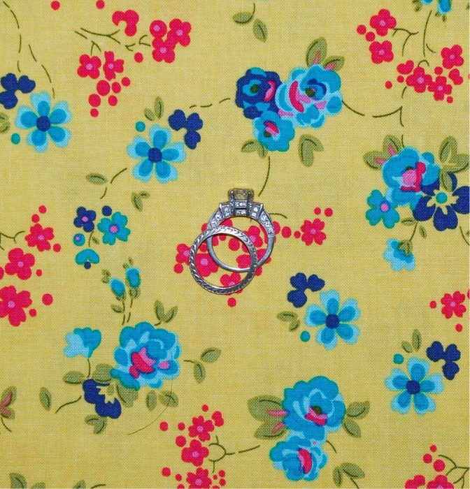 Cotton Fabric BTY Yellow Flower Bouquet Cottage Garden