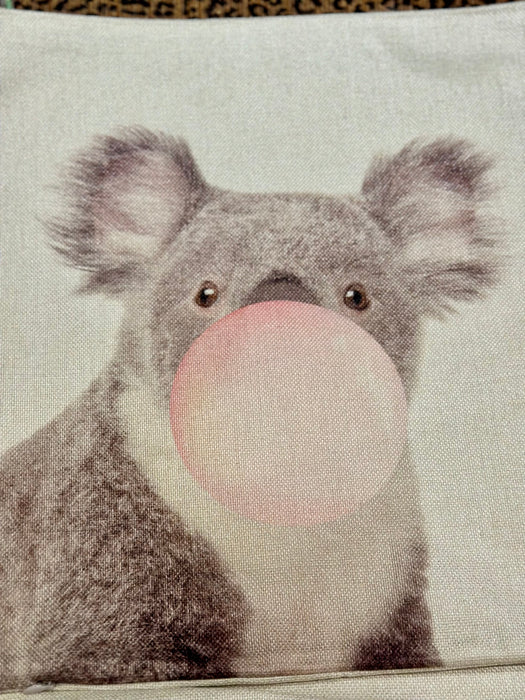 Pillow Cover 18” Pink Bubble Gum Koala Bear Animal Pillow