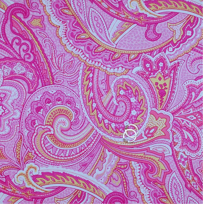Cotton Fabric BTY Paisley Flower Pink Orange Yellow White