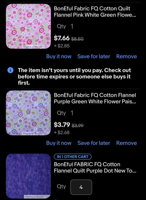 Flannel Fabric 4 yards of each, Pink Purple Floral and Purple Blender FOR RANDELE ONLY