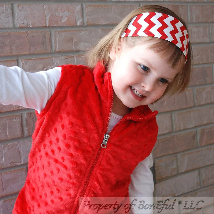 Boutique Girls Size 3 3T Red Soft Minky Zipper Fall Holiday Vest