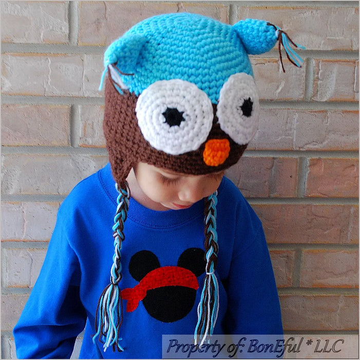 Boutique Baby Boys Hat 9 18 24 Months 2 3 3T Years Brown Crochet Owl