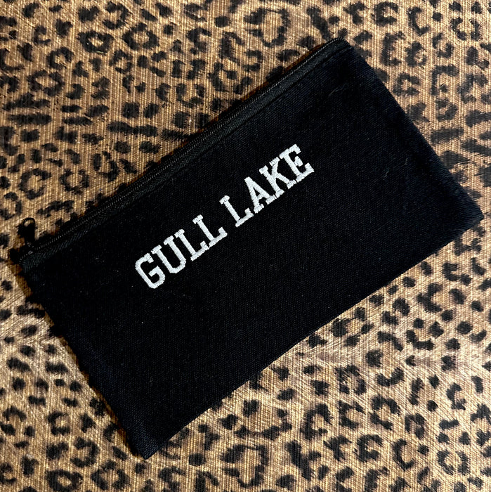 Custom Embroidered Black Zipper Pouch Bag Gull Lake