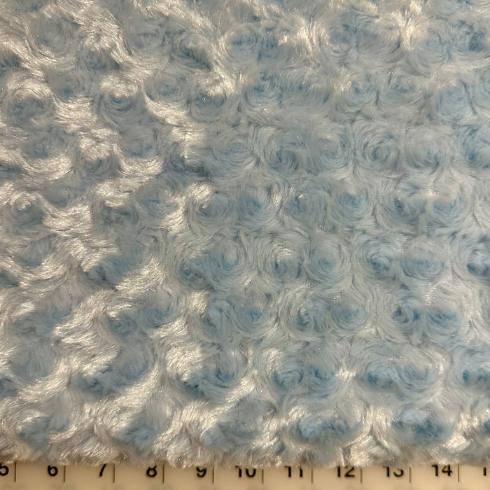 Minky Fabric BTY Light Blue Swirl Scroll Soft Texture Cuddle