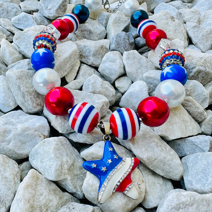 Necklace American Patriotic USA Holiday Bling Jewelry