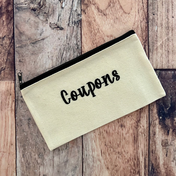 Custom Embroidered Natural Zipper Pouch Bag Coupons