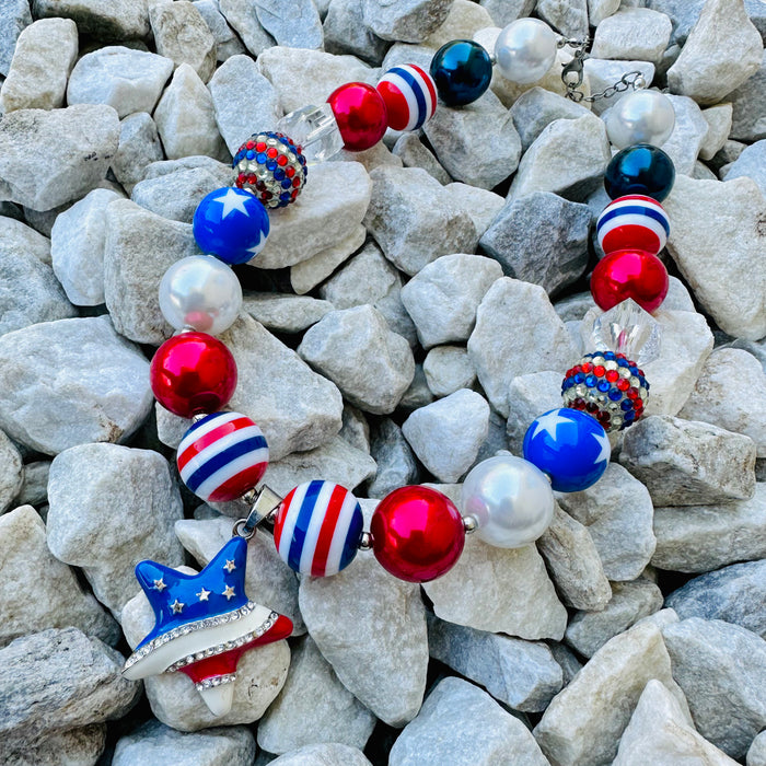 Necklace American Patriotic USA Holiday Bling Jewelry