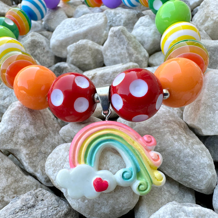 Necklace Chunky Beads Rainbow Kid Jewelry Girl