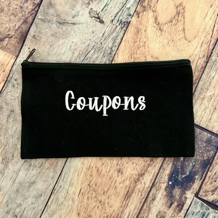 Custom Embroidered Black Zipper Pouch Bag Coupons