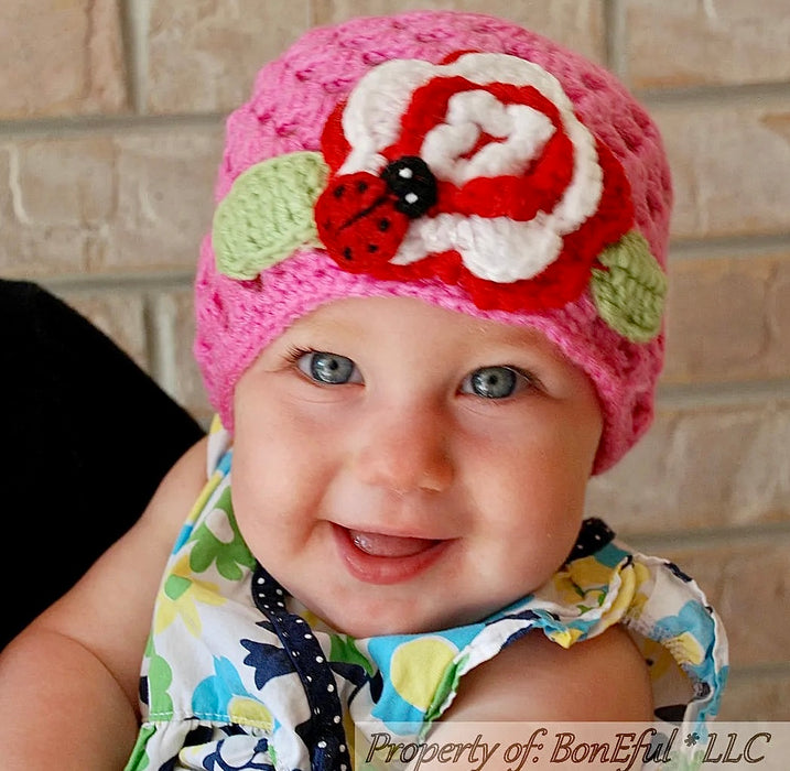 Boutique Baby Girls Hat 9 18 24 Months 2 3T Years Pink Flower
