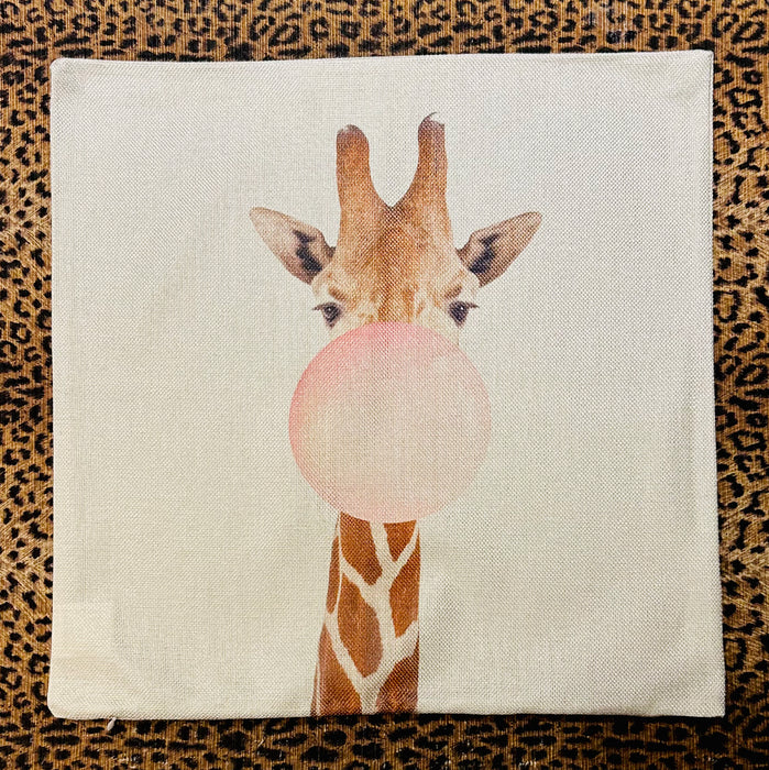 Pillow Cover 18” Decor Square Giraffe Pink Bubblegum