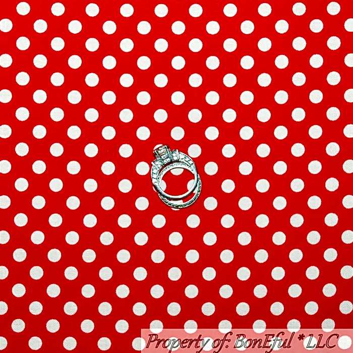 Cotton Fabric BTY Polka Dot Red White Calico USA Love