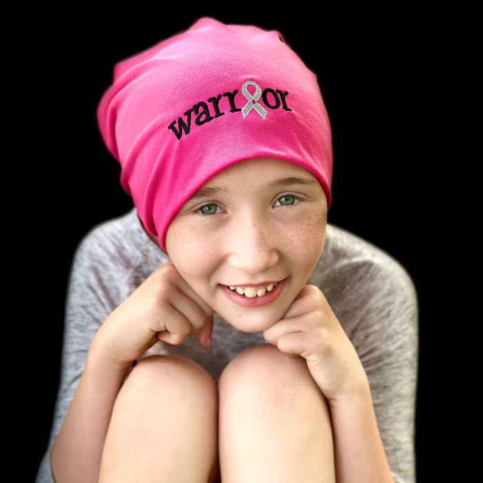 Boutique Youth/Adult Knit Hat Warrior Breast Cancer Pink