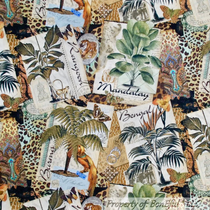 Cotton Fabric BTY Animal Skin Art Print Jungle Island Scenic