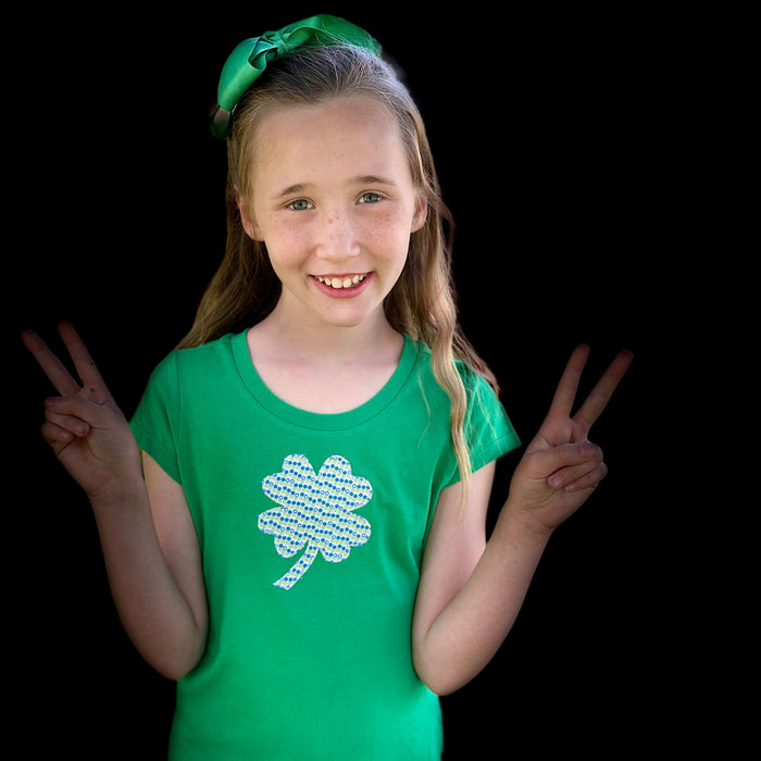 Boutique Girls Size 6/6X Green Shamrock 4 Leaf Clover Shirt Top