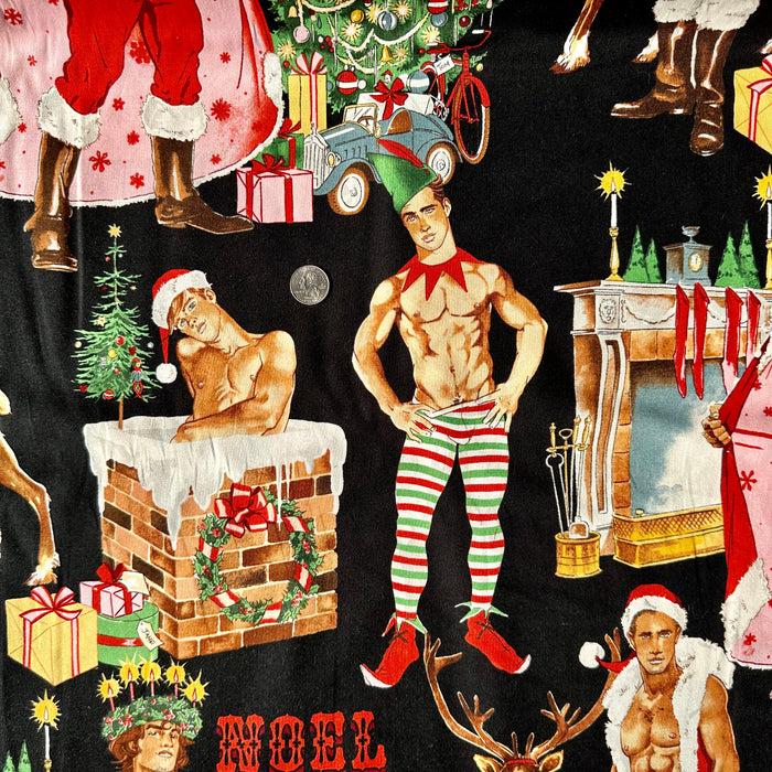 Cotton Fabric BTY Adult Sexy Santa Christmas Tree Scenic Men in Elf Co BonEful Fabrics and Boutique Cotton Fabric BTY Adult Sexy Santa Christmas Tree Scenic Men in Elf Co BonEful Fabrics and Boutique