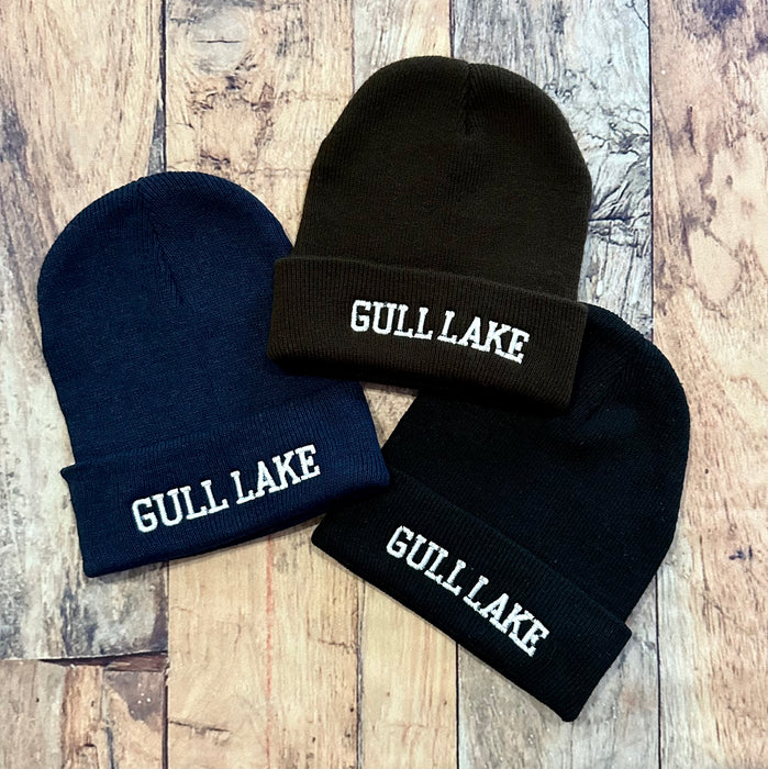 Boutique RTS Hat Gull Lake Navy Blue Knit Beanie Kid Gift