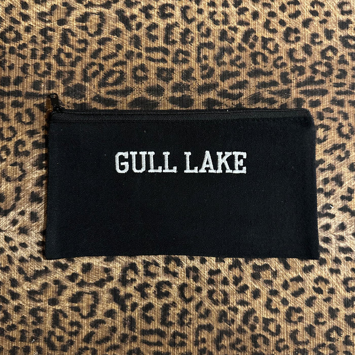 Custom Embroidered Black Zipper Pouch Bag Gull Lake