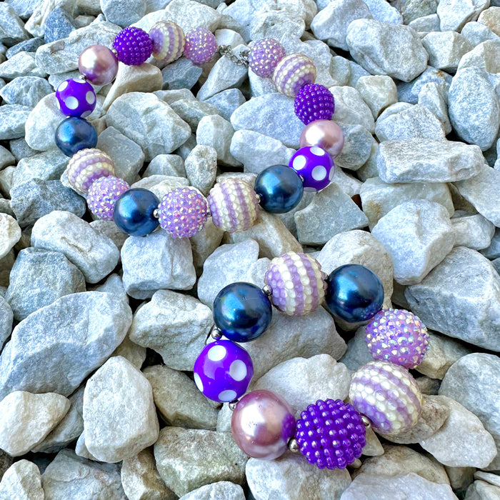 Necklace Bracelet Set Chunky Bubblegum Purple Girl