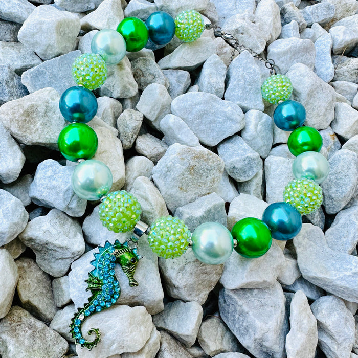 Necklace Seahorse Blue Green Beach Girl Fashion Jewelry
