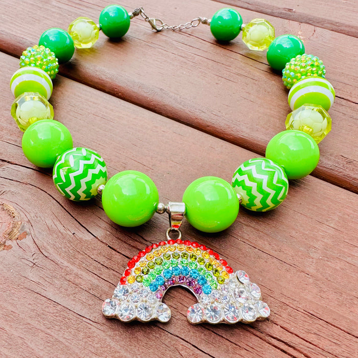 Necklace Lucky Rainbow Shamrock Irish Beads Girl