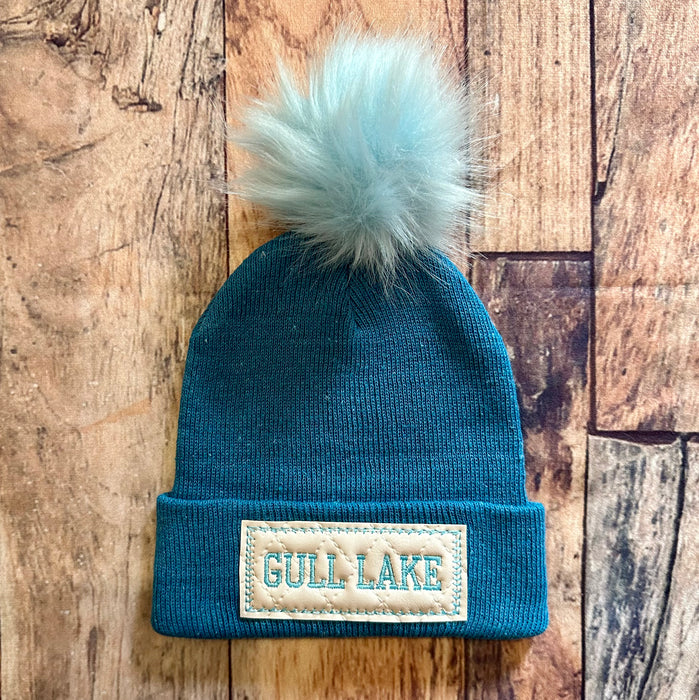 Boutique RTS Hat Gull Lake Teal Blue Knit Beanie Kid Gift