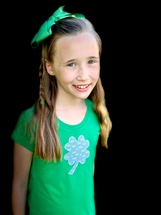 Boutique Girls Size 7/8 Green Shamrock 4 Leaf Clover Shirt Top
