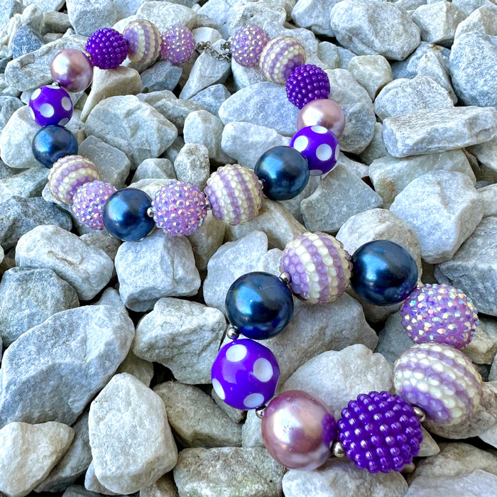 Necklace Bracelet Set Chunky Bubblegum Purple Girl