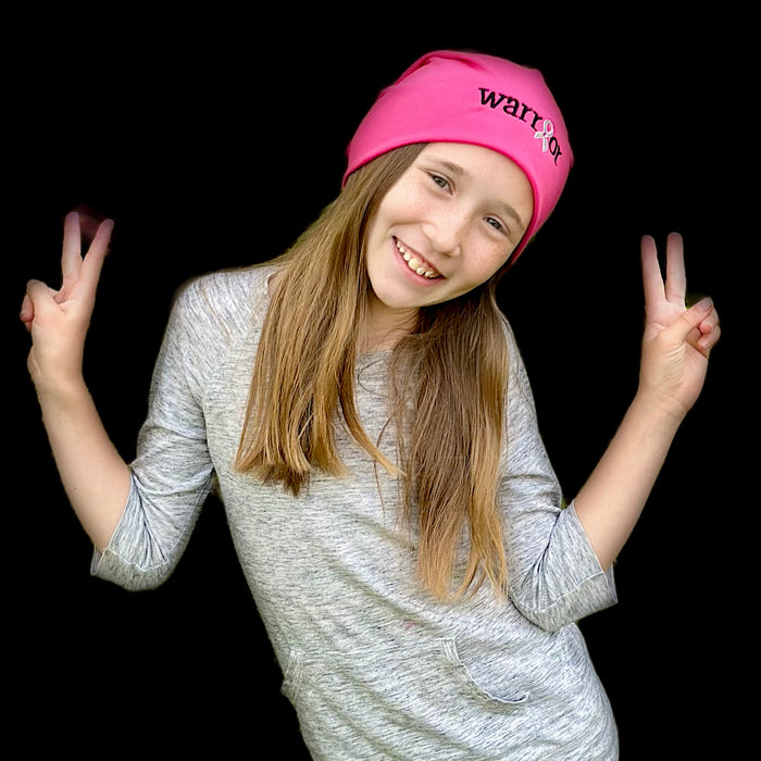 Boutique Youth/Adult Knit Hat Warrior Breast Cancer Pink