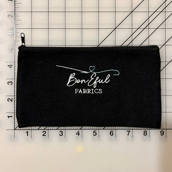 Custom Embroidered Black Zipper Pouch Bag BonEful Logo Signature