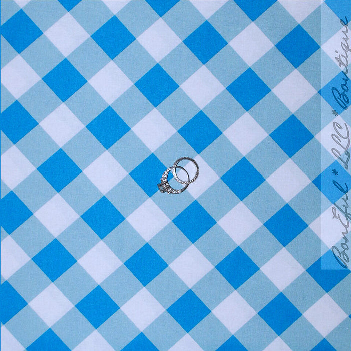 Cotton Fabric BTY Blue Aqua White Plaid Check Stripe Gingham Kid