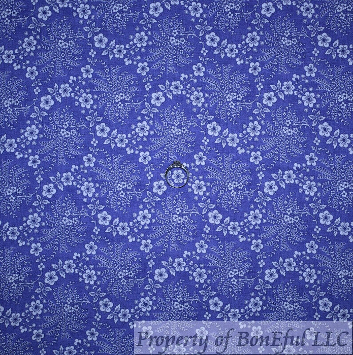 Cotton Fabric BTY Purple White Calico Flower Garden Small Print